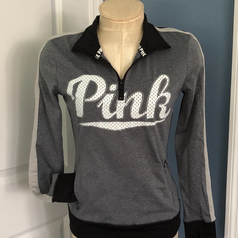 PINK Victoria's Secret Gray Zip Pullover Workout